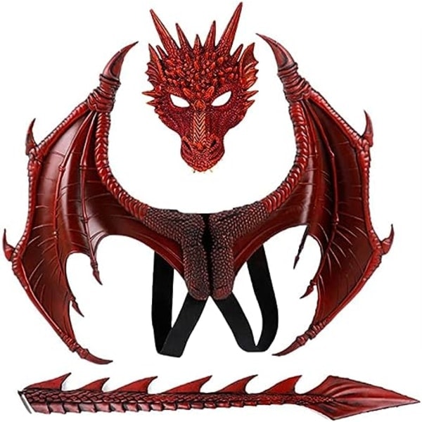 IC Dragekostume til børn Drenge Piger, Dragevinge Hale Maske Sæt, Cosplay kostume Halloween Dragekostume