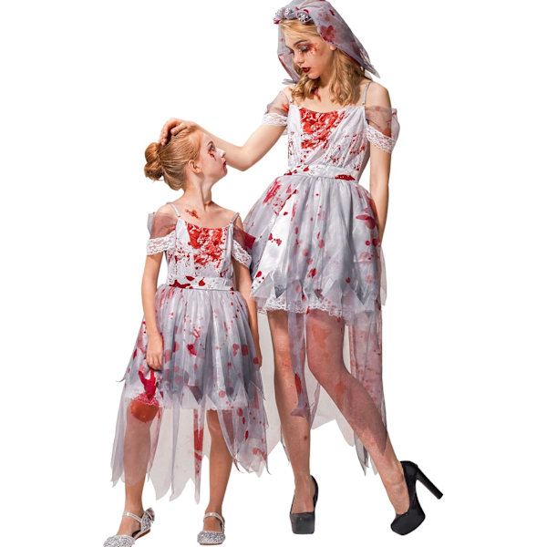 Zombie-asu Halloweeniin, tytöille pojille naisille cheerleaderille lukiolaiselle vankilamiehelle morsiamelle sairaanhoitajalle isoille lapsille fantasia-asu Dam L