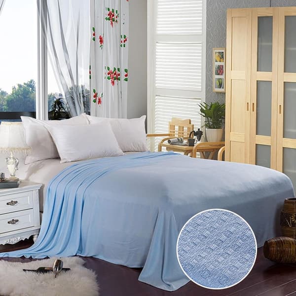 Kølende sommerdyne, blød åndbar bambusfiber, letvægt, til varme sovende, værelser med aircondition, lyseblå, 100x150 cm