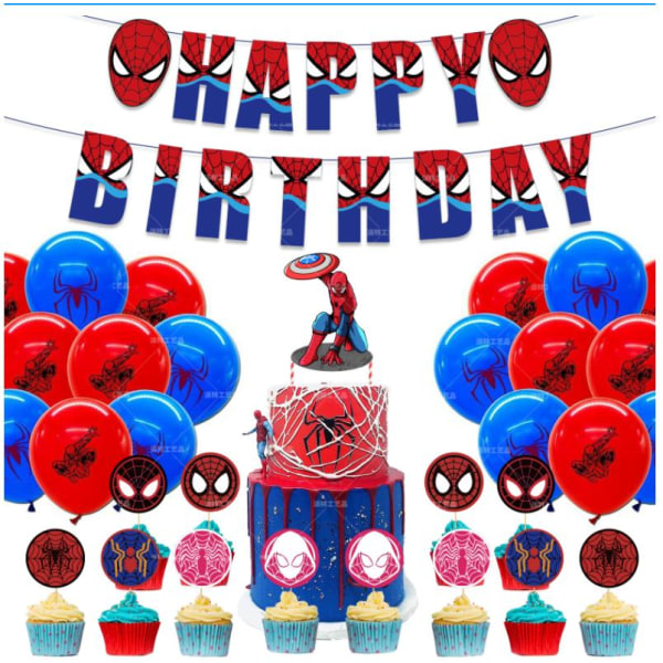 Spider Man Barnkalas Ballongbåge - Grattis på födelsedagen