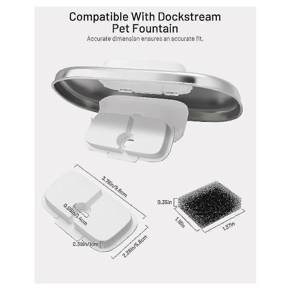 12 stk. udskiftningsfiltre, der er kompatible med Dockstream trådløs vandfontæne Plwf005/plwf115/wf105, Pet Fount-AD