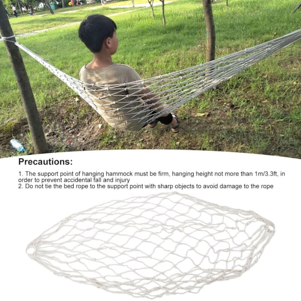 Håndvævet bomuldsreb hængekøje, 120 kg kapacitet, bærbar bomuldsreb mesh hængekøje til udendørs, indendørs, terrasse, gårdhave, DUBUNS