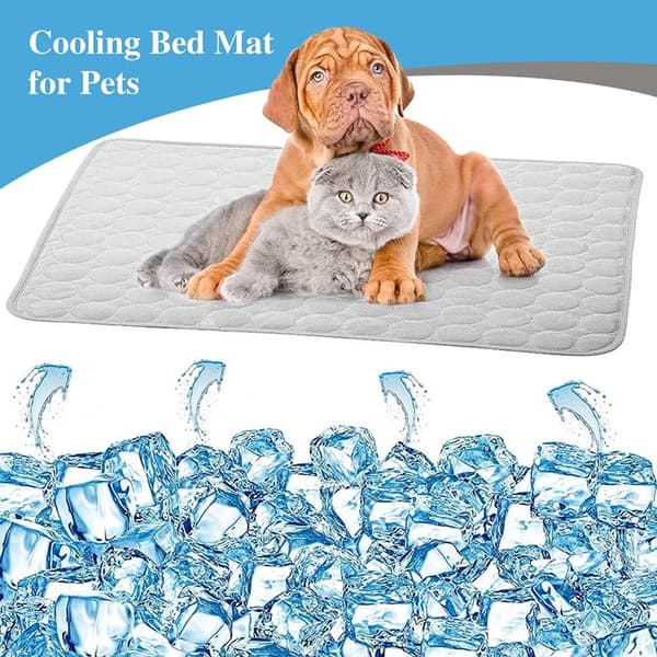 Kølemåtte til hunde og katte, selvkølende, foldbar, maskinvaskbar, til hjemmet, bilen og rejser, grå, XL, 100 x 75 cm