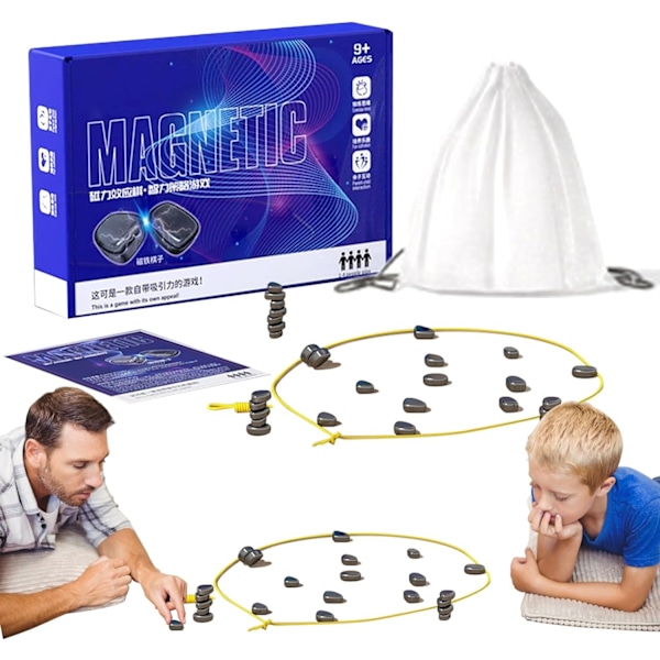 Magnetiskt Schackspel - 2024 Nytt Familjespel - Kul Magnet Schackspel Magneter Blue Blå