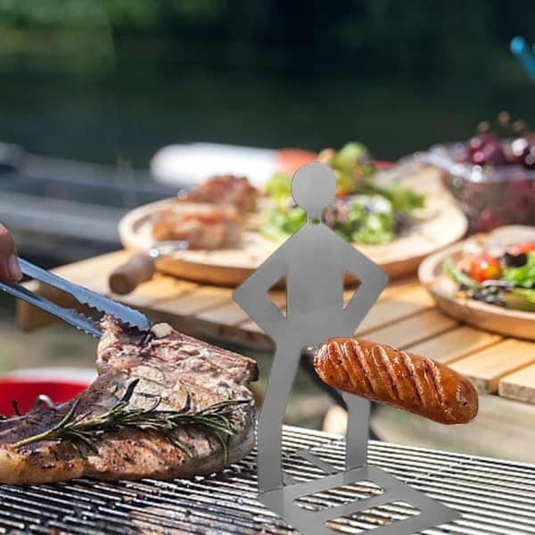 3-pak pølsegrillholdere i rustfrit stål, foldbare genanvendelige stegegafler til camping, picnic, baghave-grill