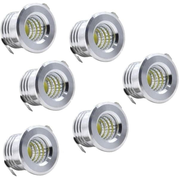6-pak Mini LED Forsænket Loftspots Sort Mini LED Spotlight til Skabsloftlys, 3W, Kold Hvid