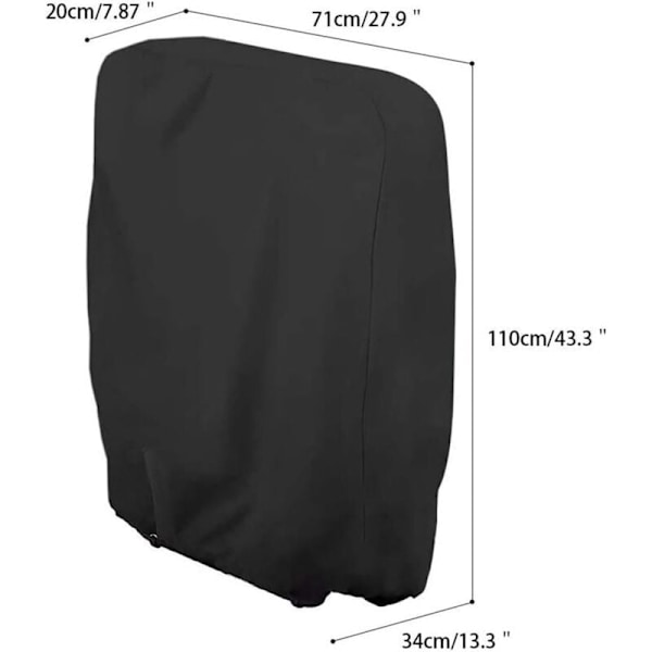 Fällstolskydd Solstol Skyddande Överdrag Solstol Trädgårdsmöbler Vattentätt Anti-UV Skadeskydd, 71 x 110 cm (Svart)..DEBUNS
