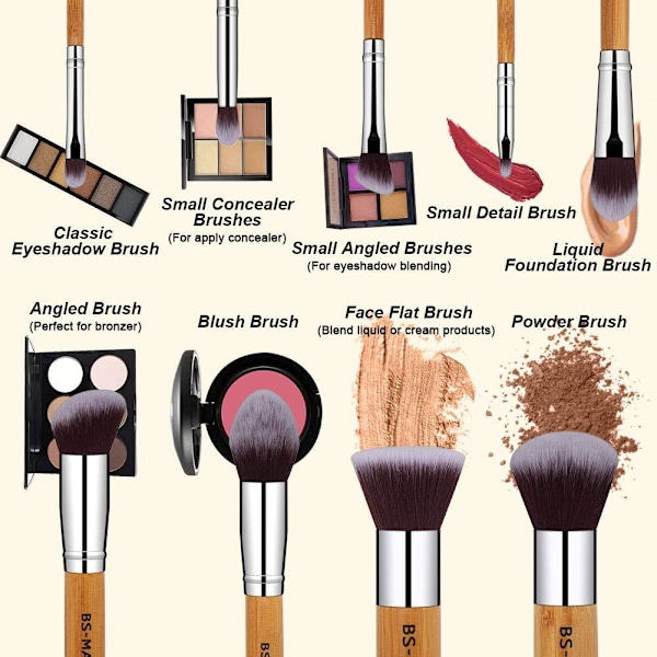 BS09 - BS-MALL 11 stk. eksklusive Make-up / makeup-børster af bedste kvalitet 150