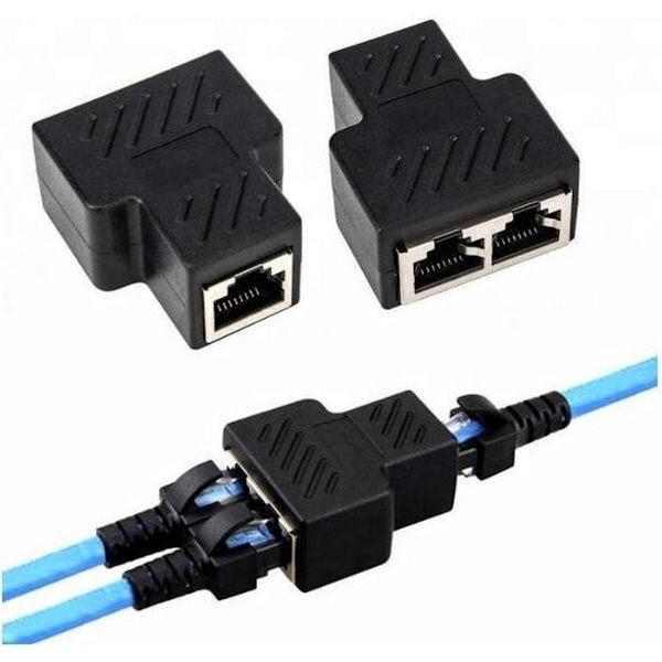 RJ45 Splitter 1 til 2 Netværksadapter - Stik - LAN