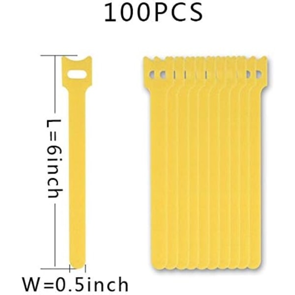 IC Gjenbrukbare buntband Pakke med 100 Gjenbrukbare buntband, festebånd Stropper for hodetelefoner Telefoner Ledningsinnpakning (15 cm)