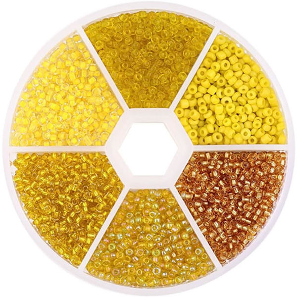 Blandade färgade glaspärlor - Mini Rocailles pärlset för DIY-hantverk YELLOW