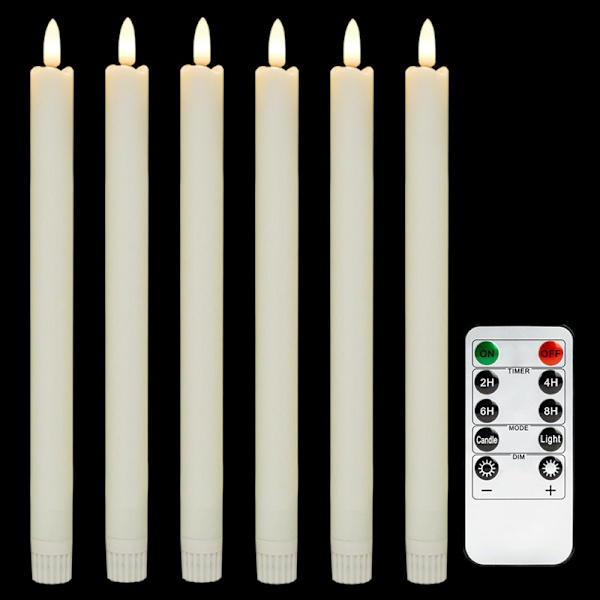 6-pack Battery Operated LED Candles with Remote Control and Timer A