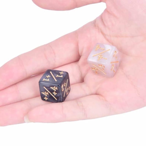 IC 10x 14mm 6-sided tællende terninger +1/-1 terninger Børnelegetøj til samling sort & hvid