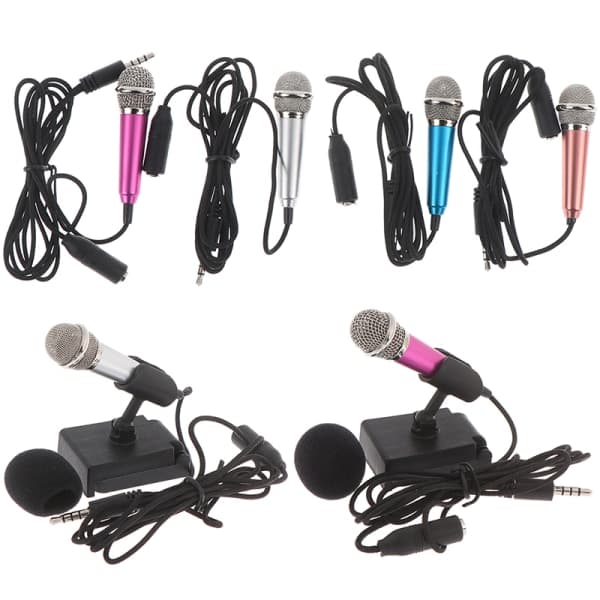 Bærbar 3,5 mm Stereo Studio Mic KTV Karaoke Mini Mikrofon Rose rød