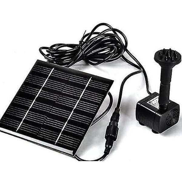 Solcellsvattenpump - Trädgårdsfontän, Poolspridare, Dammpump, Akvarium, Fiskbehållare med separat solpanel och 3 m lång kabel och 4 spraymunstycken