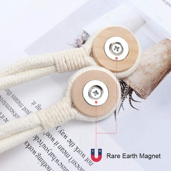 IC 2 ST Gardinbindere Herlig hjerteform Magnetisk gardinbinding Naturlig bomull Lintre Fönstergardinspänne Barnerom Gardinholdere Dekor