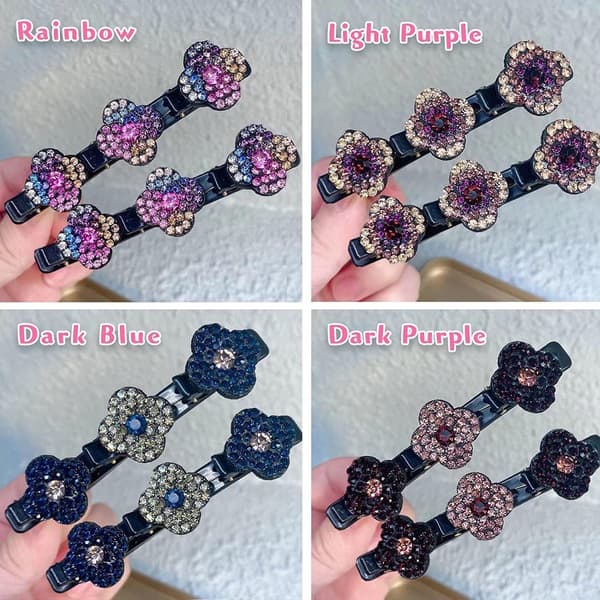 Hårklämmor med strass, 8-pack akrylblommor för kvinnor och flickor, vardagsbruk, fester och bröllop