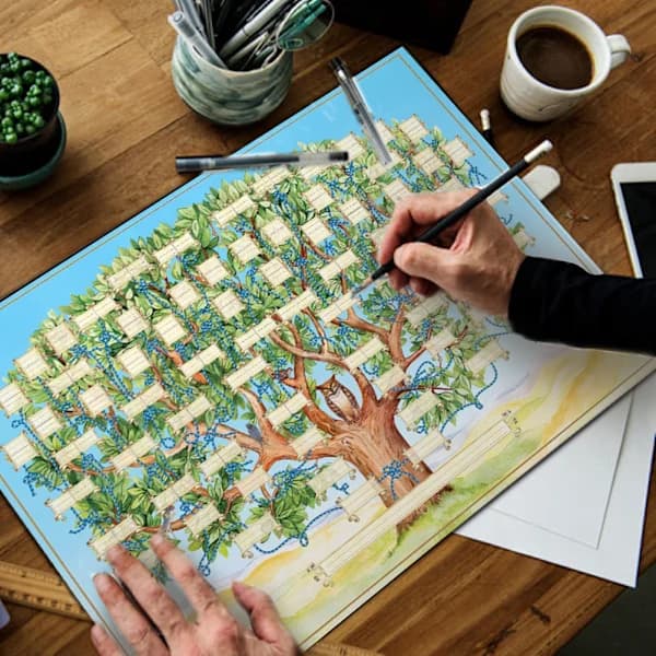 Family Tree Chart 6 Generations Fillable Ancestry Map DIY Canvas Genealogy Gifts Wall Decor