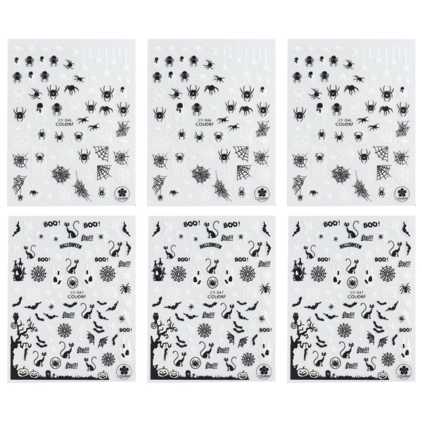 IC Halloween Nagelstickers 3D-lysande Halloween Naglar Självhäftande stil 1