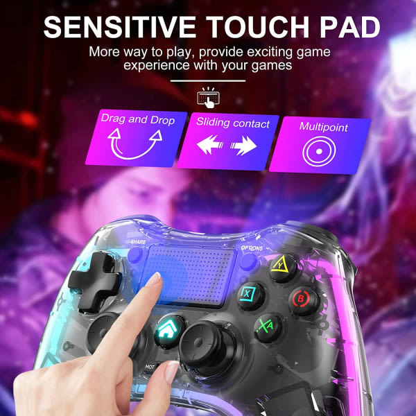 PS4-controller med 8 farver justerbar LED-belysningsfjernbetjening