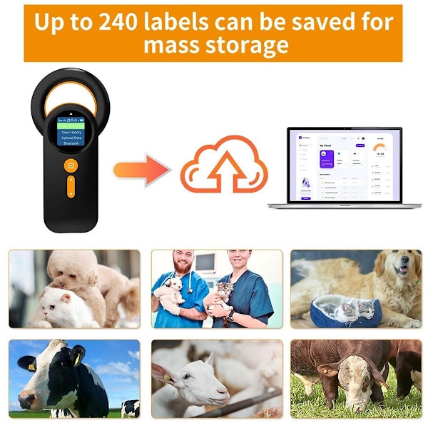 Bluetooth Pet Mikrochip-læser, 3-i-1 (2,4 GHz trådløs + Bluetooth + USB) Universal Dyre-Tag-læser