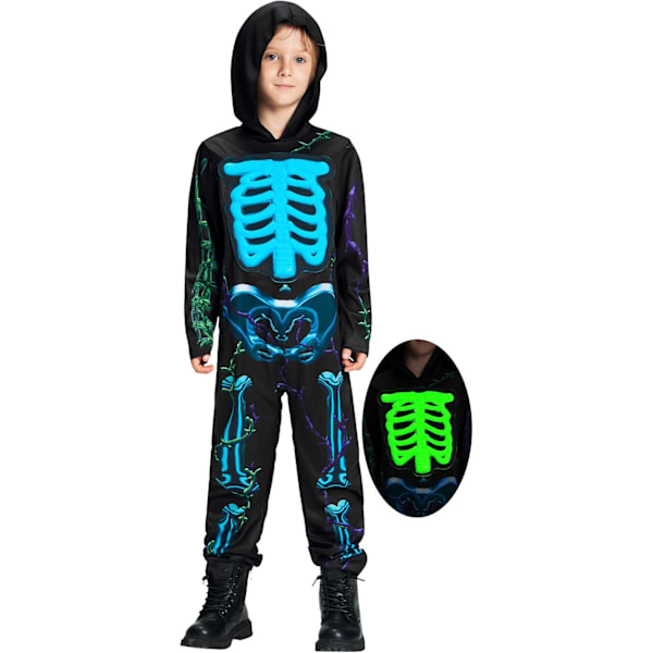 Halloween-asu Kuolleiden päivä, Dia de los Muertos -mekko, morsian la Catrina -asu, luurankoasu lapsille naisille Blå glöd 7-8 ans