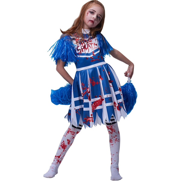 Zombie Halloween Kostume, Piger Drenge Kvinder Cheerleader Gymnasium Fange Brud Sygeplejerske Store Børn Fantasy Outfit blå 8-10 ans