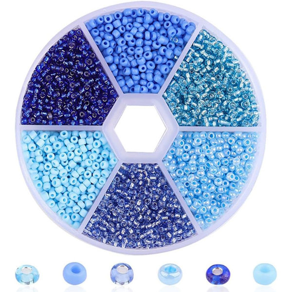 Blandade färgade glaspärlor - Mini Rocailles pärlset för DIY-hantverk blue