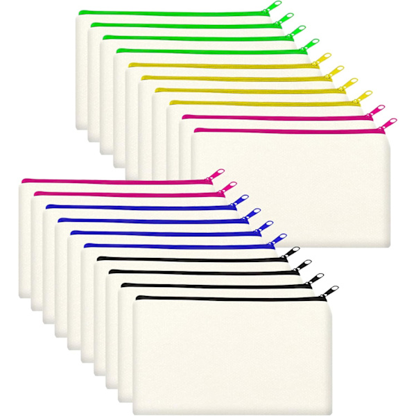 20 st canvasmålningspåsar resetoalettväska dragkedja kosmetiska väskor brudtärner present kosmetisk väska tygpennfodral canvas sminkväska liten Beige chain 20 EU