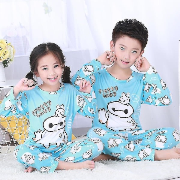 Tecknad Pyjamas Set Barn Flicka Pojke Lång Pyjamas Pjs Sovkläder Nattkläder