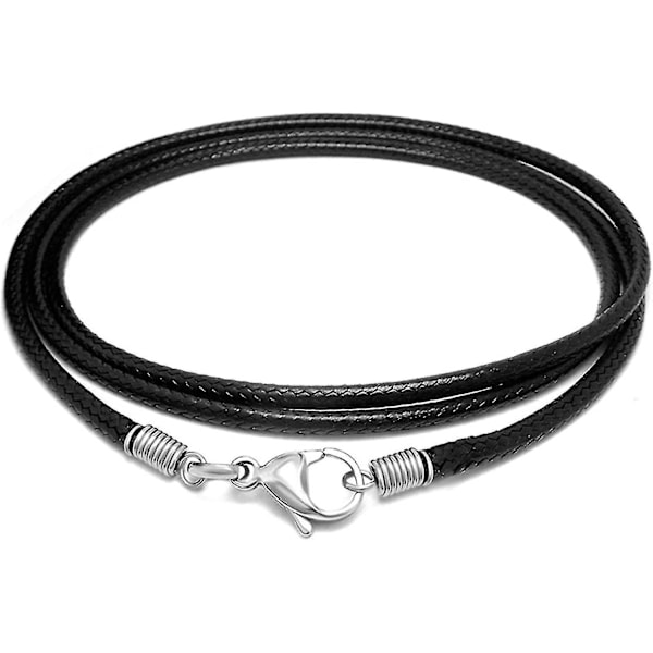 Läderhalsbandssnöre med spänne, 16-24 tum flätat rep halsband för män kvinnor 316l rostfritt stål spänne, 2mm svart lädersnöre halsband brunt