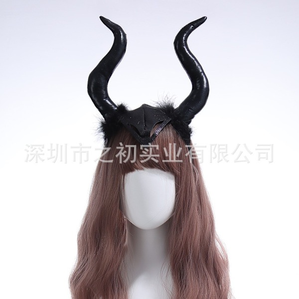 Maleficent Maleficent horn hovedbeklædning hårtilbehør Halloween maskerade side rekvisitter MJ51 One Size Red gradient detachable