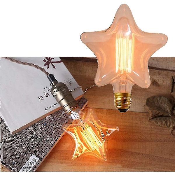 Edison Lampe Retro Lyspære E27 Stjerneform (2700k Varmhvit) Hy