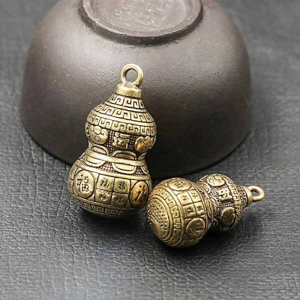 IC Antikk kalebassklokke i massiv messing Miniatyrfigurer Retro kobber A2