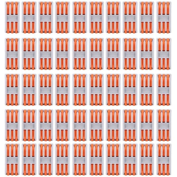 50 st Kabelförbindare 1128AWG PCT-2-3 Orange Snabbkopplingsplint, DUBUNS