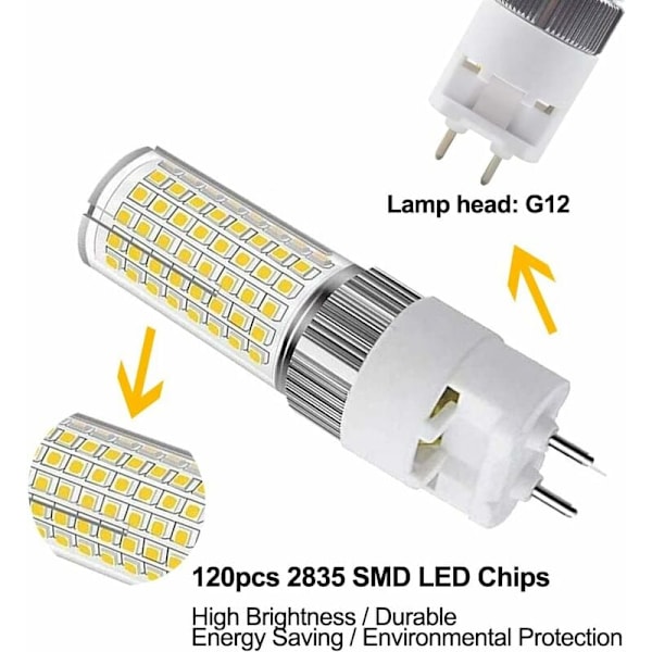 G12 LED Pære 16W Naturlig Hvid, Bi-Pin Majspære, 4000K 1600 Lumen Loftlys Floodlight til Hjem Gade Garage Landskab Lager, 4 Pakke