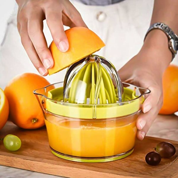 Monitoiminen manuaalinen sitruspuserrin, 4 in 1 -mehuprässi appelsiineille, sitruunoille, sitrushedelmille, 1 puristimella, kaiverrettu mitta 400 ml
