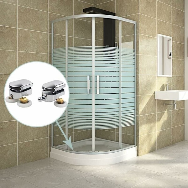Dusjdørruller, 4 stk Doble Dusjdørruller Skyvedør Hjul Erstatning for Dusjkabinett for 14mm Glasshull, DEBUNS