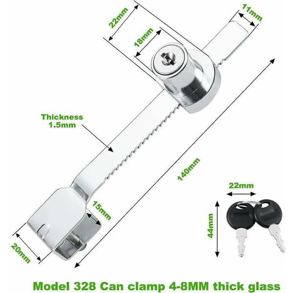4-pack Skjutbara Glasdörrlås med Kromfinish, Låses Lika, Små, thsinde