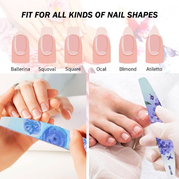 IC 6 st Nagelfil Återanvändbar 100/180 Grit Dubbelsidig Manikyr