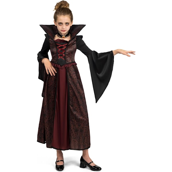 Royal vampyrkostyme for jenter, Halloweenfest, rollespill, karneval, cosplay, vampyrtemafest M ( 8 - 10 ans)