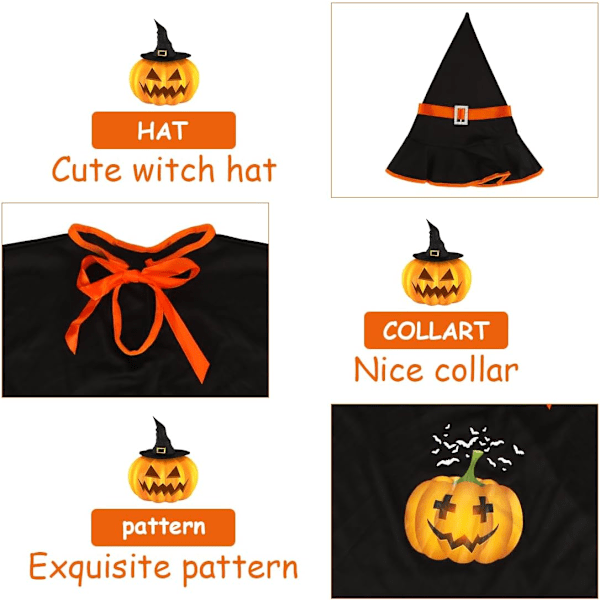 Halloween-flaggermus for barn, egnet for Halloween-barn, jenter og gutter., Svart 2, L