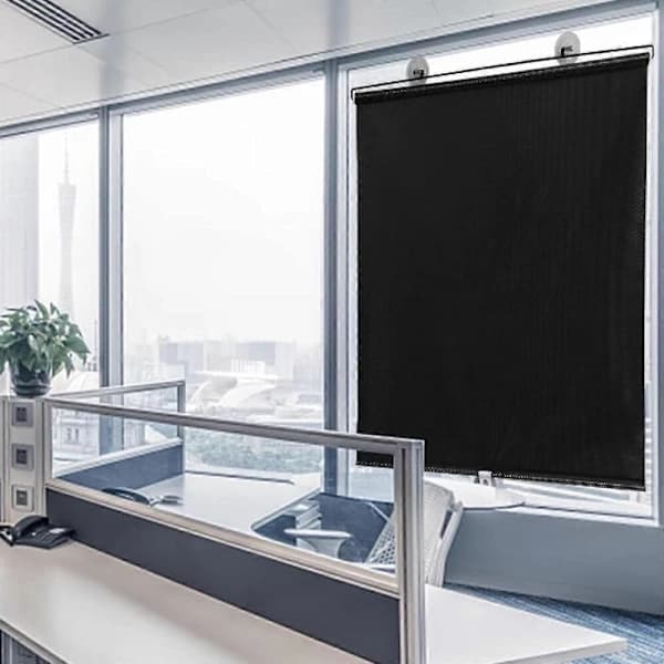 Blackout Roller Blind without Drilling, Retractable Sunshade Roller Blind with Suction Cup, Blackout Curtains, for Car/Office Windows, 50x125cm Lefou