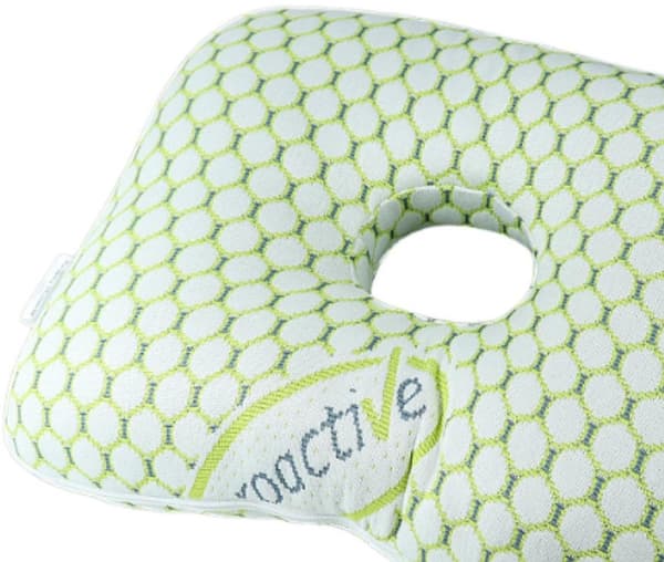 Öronhålskudde med 9 cm utskärning, mjukt andningsbart polyesterstöd, för sidosovare, piercingar och lindring av öronsmärta, vit 48x32x8cm
