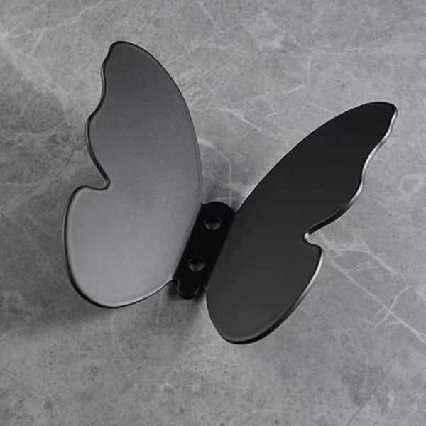 IC Dekorativ klædekrog, lille moderne sort messingophæng, Butterfly badehåndklædekrog, hattekroge Robekroge til entré, 2 stk