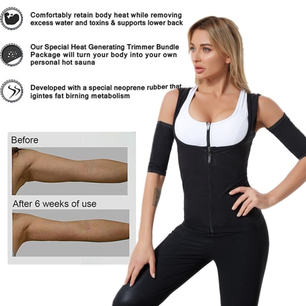 IC 2 stk. Thermo Fat Sweat Bastu Arm ermer Body Shaper Blå XXL/3XL