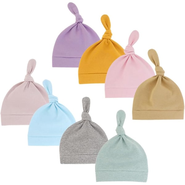 8 st baby bomull turban hattar, unisex höst vinter hatt för spädbarn flickor och pojkar 8 pcs. C