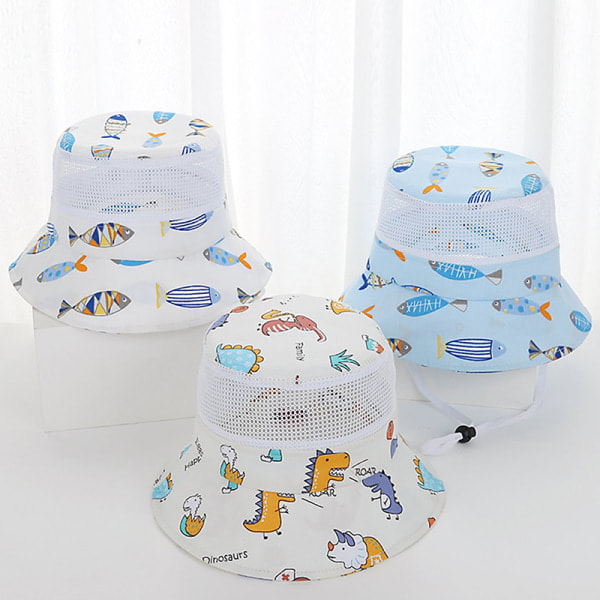 IC Barn sommerhatt Tegneserieprint Mesh Bucket Hats UV-beskyttelse 01