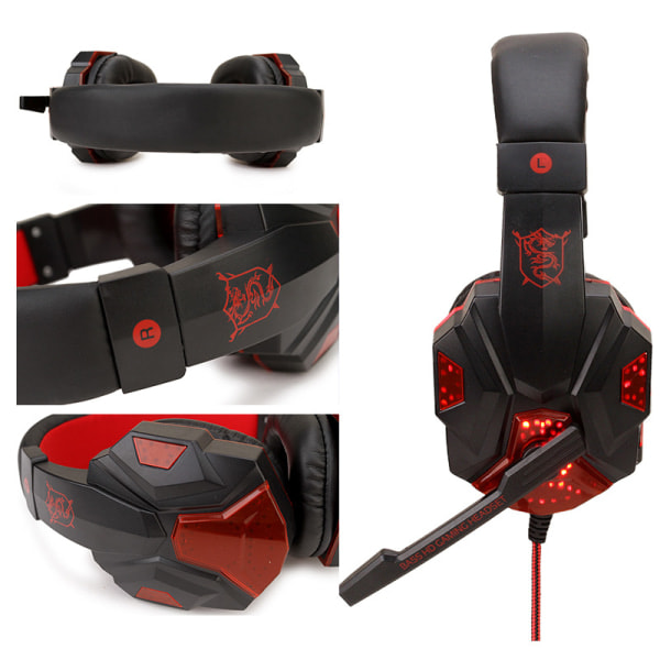 IC RGB -peliheadset stereosound surround -äänellä PS4 musta-punainen