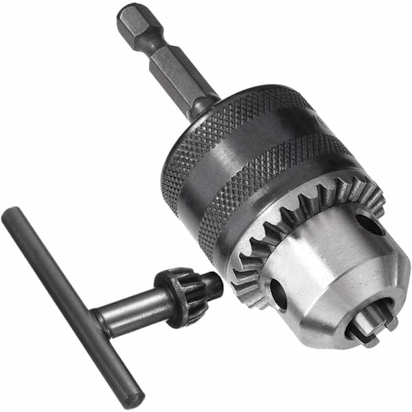 1,5-13mm 6,35mm Hex Skaft Snabbväxlande Borrchuck Adapter, 1/2-20UNF Borrchuck Konverterare med Chucknyckel för Elektrisk Borromvandling